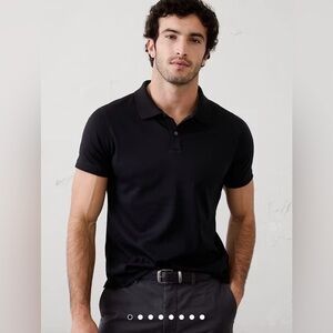 Banana Republic Men’s Luxe Touch Slim Polo Short Sleeve, Black, XL